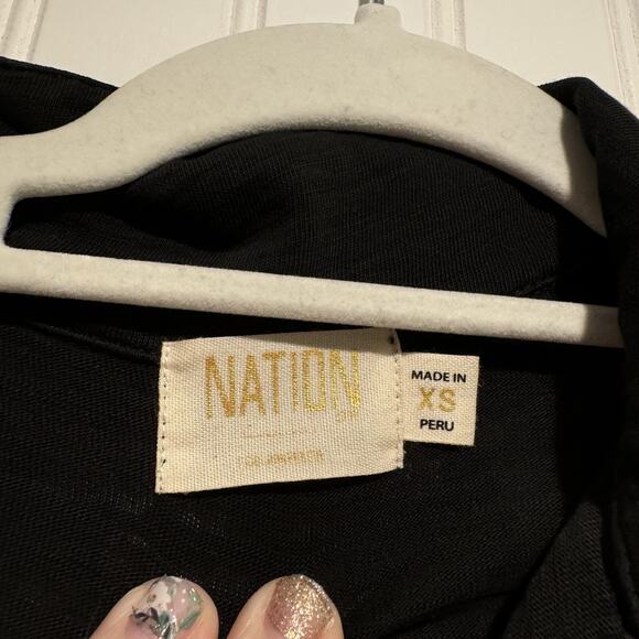 Nation LTD Ennis Work Shirt Black Snap Buttons Puff Sleeves Size XS - Picture 5 of 7